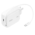 Belkin UltraCharge Retractable 45W USB-C GaN Wall Charger - White(WCH023auWH),1x USB-C, 1x Retractable USB-C Cable,$2500 CEW, 2 Years Warranty - Image 1