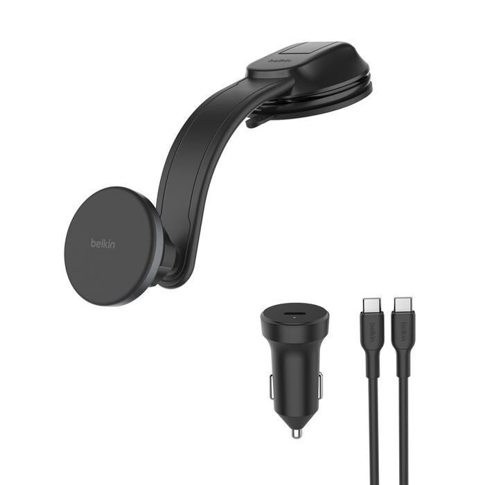 Belkin BoostCharge Magnetic Wireless Charging Car Dash Mount With Qi2 15W + USB-C Cable (1M) + 27W Car Adapter - Black (WIC011fqBK), 2 Years Warranty - Image 4