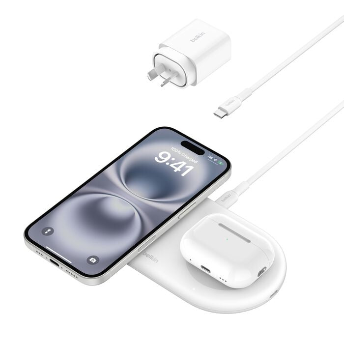Belkin BoostCharge Pro 2-in-1 Magnetic Wireless Charging Pad w/ Qi2(15W)+30W Wall Charger+USB-C Cable(1.5M)-White(WIZ021auWH),$2500CEW,2-Year Warranty - Image 4