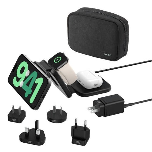 Belkin BoostCharge Pro Convertible 3-in-1 Magnetic Wireless Charging Travel Pad with Qi2 + 36W PSU + USB-C Cable- Black (WIZ024fqBK), 2 Years Warranty - Image 4