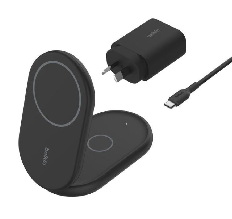 Belkin BoostCharge 2-in-1 Magnetic Foldable Wireless Charger With Qi2 15W + 36W Wall Charger + USB-C Cable(1.5M) - Black (WIZ028auBK),2 Years Warranty - Image 2
