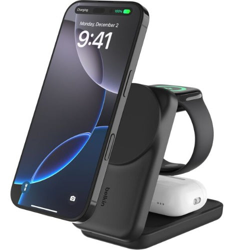 Belkin UltraCharge 3-in-1 Foldable Magnetic Charger w/ Qi2 (25W) +USB-C Wall Charger(45W)+USB-C Cable(15M)-Black(WIZ037auBK),$2500CEW,2 Years Warranty - Image 5