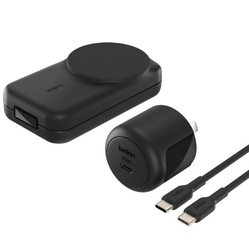 Belkin UltraCharge 3-in-1 Foldable Magnetic Charger w/ Qi2 (25W) +USB-C Wall Charger(45W)+USB-C Cable(15M)-Black(WIZ037auBK),$2500CEW,2 Years Warranty - Image 3