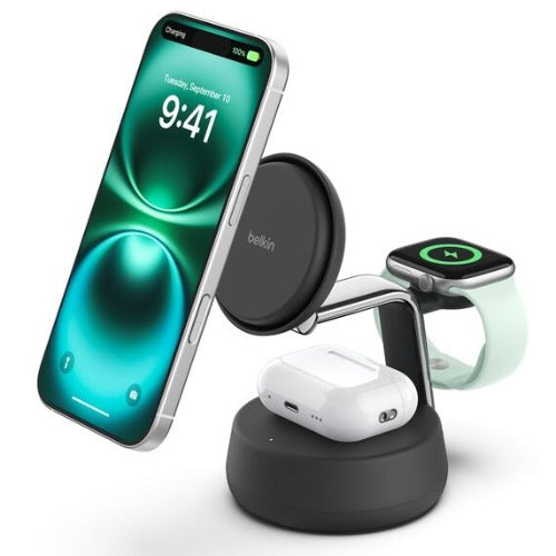 Belkin UltraCharge Pro 3-in-1 Magnetic Charging Dock w/ Qi2 (25W) +45W Wall Charger+USB-C Cable(1.5M)- Charcoal(WIZ040auCH),$2500 CEW,2 Years Warranty - Image 5