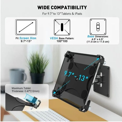 USP Universal Anti-Theft iPad & Tablet Wall Mount - Silver, 360° Rotation, Firts 9.7" to 13",Perfect for iPad & Galaxy Tab, 5 Years Warranty - Image 3