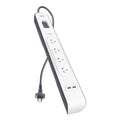 Belkin SurgePlus 4-Outlet Surge Protector With Dual USB Port 2.4 Amp-White(BSV401au2M),Heavy Duty 2M Power Cord,525 Joules,$20000 CEW,2 Years Warranty - Image 1