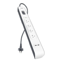 Belkin SurgePlus 4-Outlet Surge Protector With 2x USB Port 2.4 Amp (BSV401au2M) - Heavy Duty 2M Power Cord, 525 Joules, $20000 CEW,  2 Years Warranty - Image 4