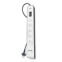 Belkin SurgePlus 4-Outlet Surge Protector With 2x USB Port 2.4 Amp (BSV401au2M) - Heavy Duty 2M Power Cord, 525 Joules, $20000 CEW,  2 Years Warranty - Image 2