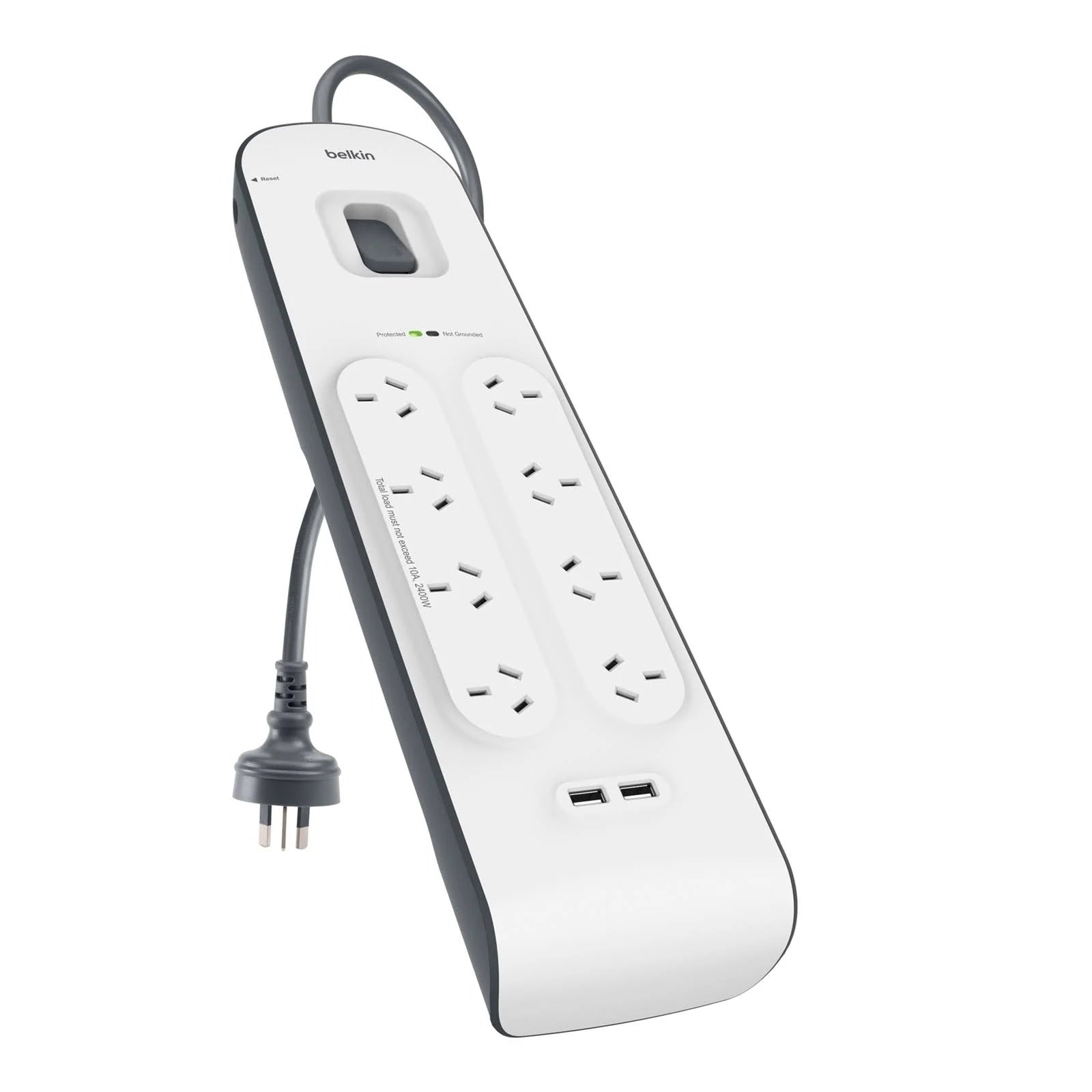 Belkin SurgePlus 8-Outlet Surge Protector With Dual USB Port 2.4 Amp-White(BSV804au2M),Heavy Duty 2M Power Cord,900 Joules,$50000 CEW,2 Years Warranty - Image 1