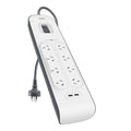 Belkin SurgePlus 8-Outlet Surge Protector With Dual USB Port 2.4 Amp-White(BSV804au2M),Heavy Duty 2M Power Cord,900 Joules,$50000 CEW,2 Years Warranty - Image 1