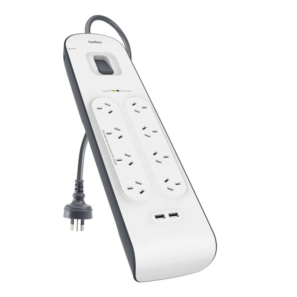 Belkin SurgePlus 8-Outlet Surge Protector With Dual USB Port 2.4 Amp-White(BSV804au2M),Heavy Duty 2M Power Cord,900 Joules,$50000 CEW,2 Years Warranty - Image 1