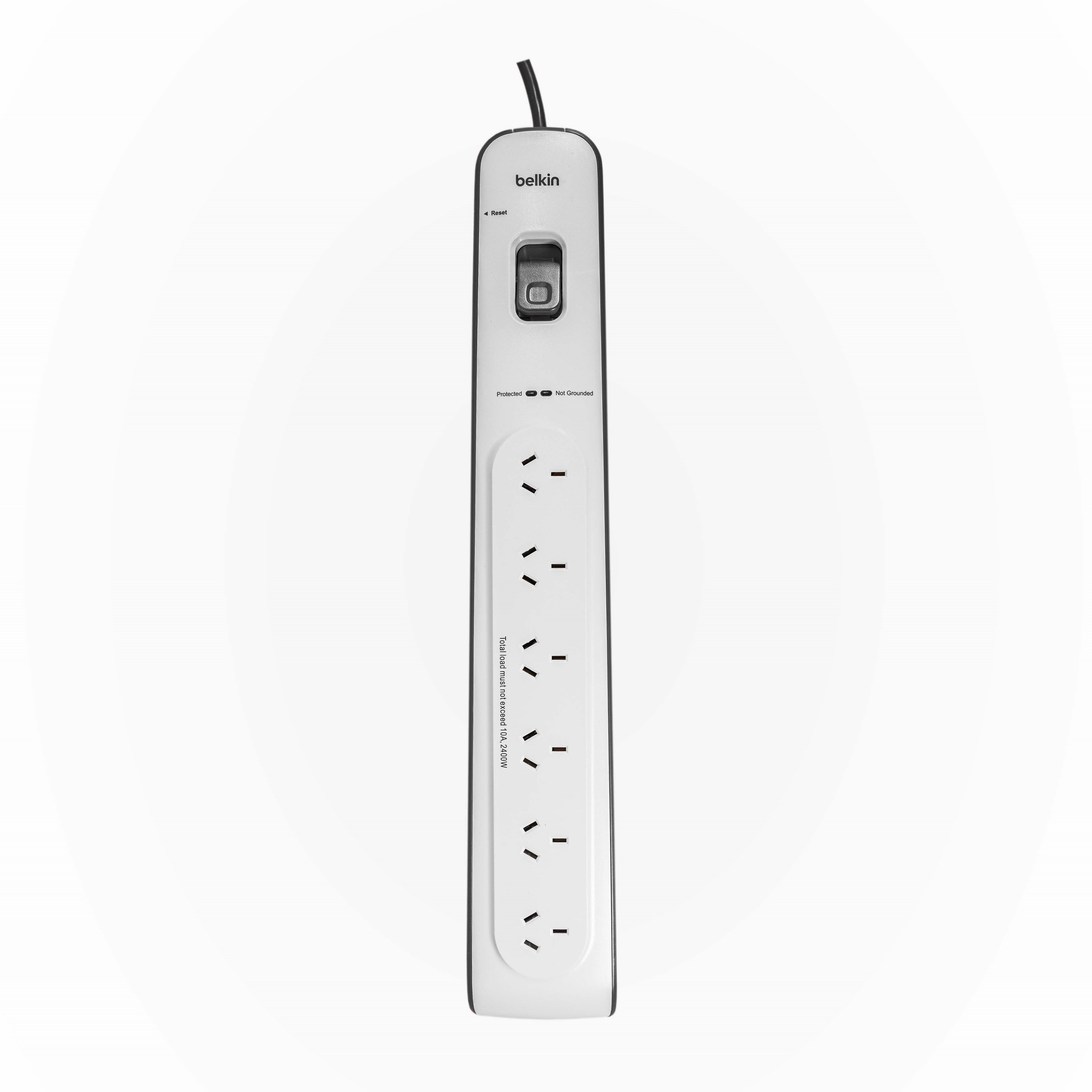 Belkin SurgeMaster 6-Outlet Surge Protection Strip - White/Grey (BSV603au2M), 2M Power Cord, 650 Joules Protection, CEW $30,000, 2 Years Warranty - Image 3