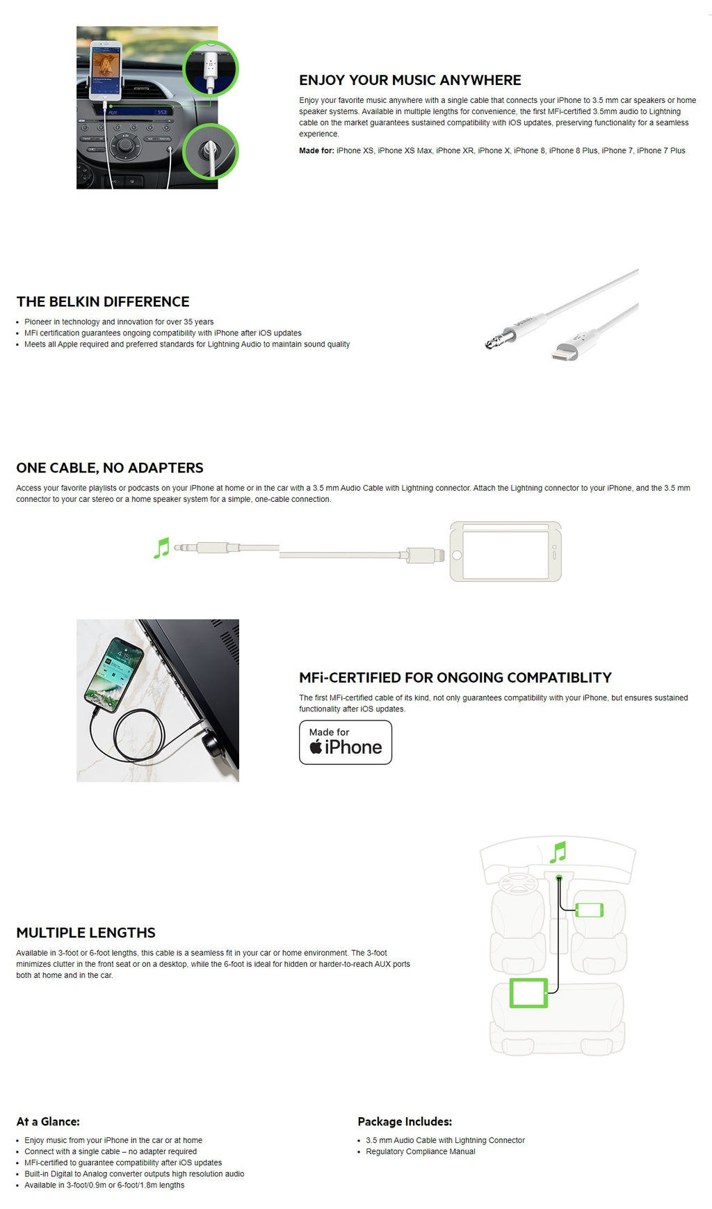 Belkin 3.5 mm Audio Cable With Lightning Connector (0.9M) - White (AV10172bt03-WHT), High Resolution Audio, MFI-Certified, Apple, 2 Years Warranty - Image 4