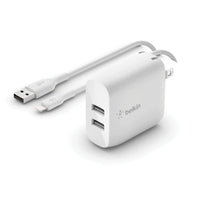 Belkin BoostCharge 24W Dual USB-A Wall Charger + Lightning to USB-A Cable (1M) - White (WCD001au1MWH), 2xUSB-A (12W), CEW $2,500, 2 Years Warranty - Image 5