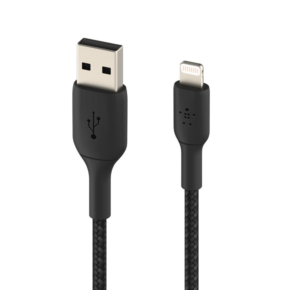 Belkin BoostCharge Lightning to USB-A Cable (1M) - Black (CAA001bt1MBK), 2.4A/12W, 480Mbps, 25K+ Bends, Apple iPhone, MFI-Certified, 2 Years Warranty - Image 2
