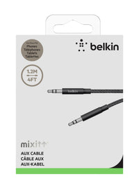 Belkin MIXIT Metallic AUX Cable (1.2M) - Black (AV10164bt04-BLK), Versatile, Sleek & Stylish, Durable, Easy to Carry, 2 Years Warranty - Image 2