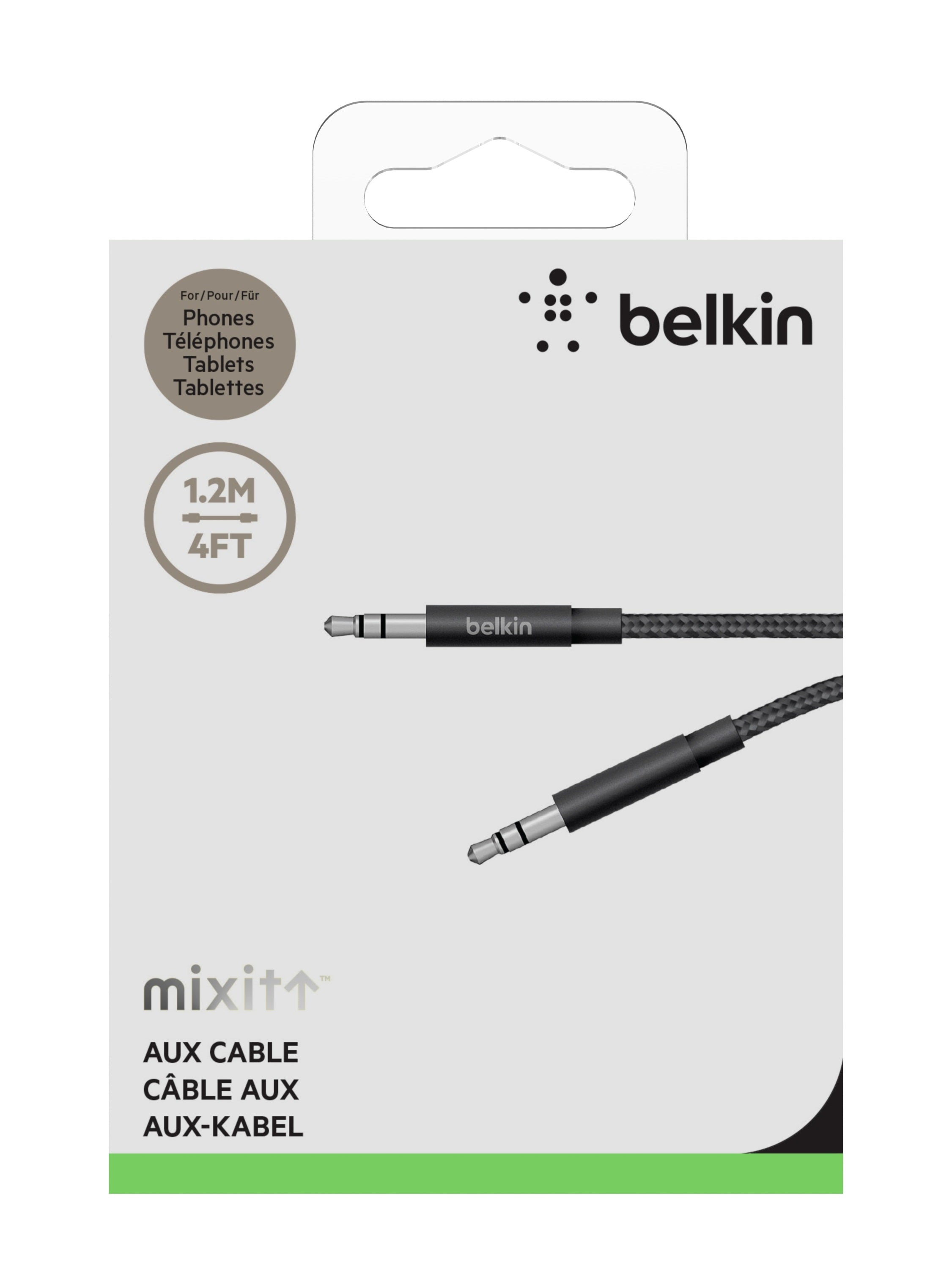 Belkin MIXIT Metallic AUX Cable (1.2M) - Black (AV10164bt04-BLK), Versatile, Sleek & Stylish, Durable, Easy to Carry, 2 Years Warranty - Image 2