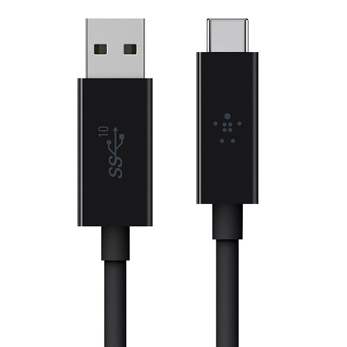 Belkin 3.1 USB-C to USB-A Cable (1M) - Black (F2CU029bt1M-BLK), 3A/60W, 10Gbps, Thunderbolt 3, Reversible USB-C Connector, 2 Years Warranty - Image 1