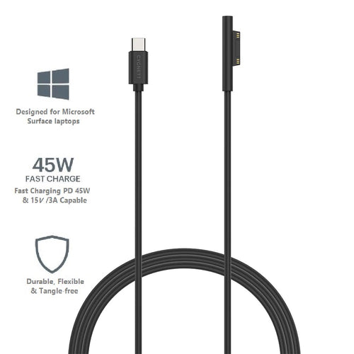 Cygnett Essentials USB-C To Microsoft Surface Laptop Cable (1M) - Black (CY3034USCMS), 45W Fast Charging, Magnetic Connection,2 Years Warranty - Image 1
