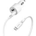 OtterBox 24W Dual Port Car Charger with Lightning to USB-A Cable (1M) - White (78-52698), USB-A(12W),180Mbps Data Transfer, 2 Years Warranty - Image 1