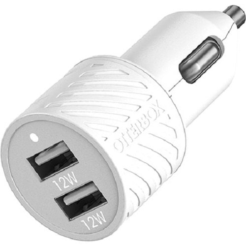 OtterBox 24W Dual Port Car Charger with Lightning to USB-A Cable (1M) - White (78-52698), USB-A(12W),180Mbps Data Transfer, 2 Years Warranty - Image 2