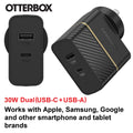 OtterBox 30W Dual Port Premium PD Fast Wall Charger - Black (78-80029), (USB-C 18W & USB-A 12), Drop Tested, Safe & Smart Charging, 2 Years Warranty - Image 1