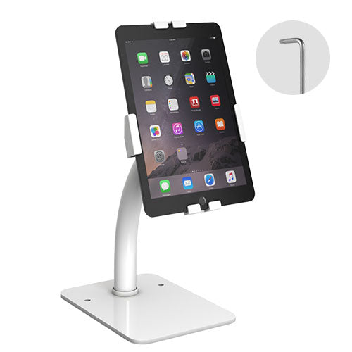 Brateck MPBT-PAD33-03 Universal Anti-Theft Tablet Countertop Fit most  7.9” to 11” Tablets - White 160x230x415mm, Anti-Theft Locking Screw (LS) - Image 1