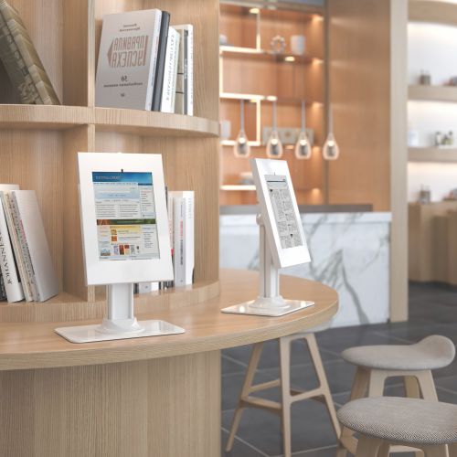 Brateck Anti-Theft Countertop Tablet Holder with Bolt Down Base Fit most  9.7” to 11” tablets - White 300x200x469mm, Anti-theft Lock with a Key (LS) - Image 2
