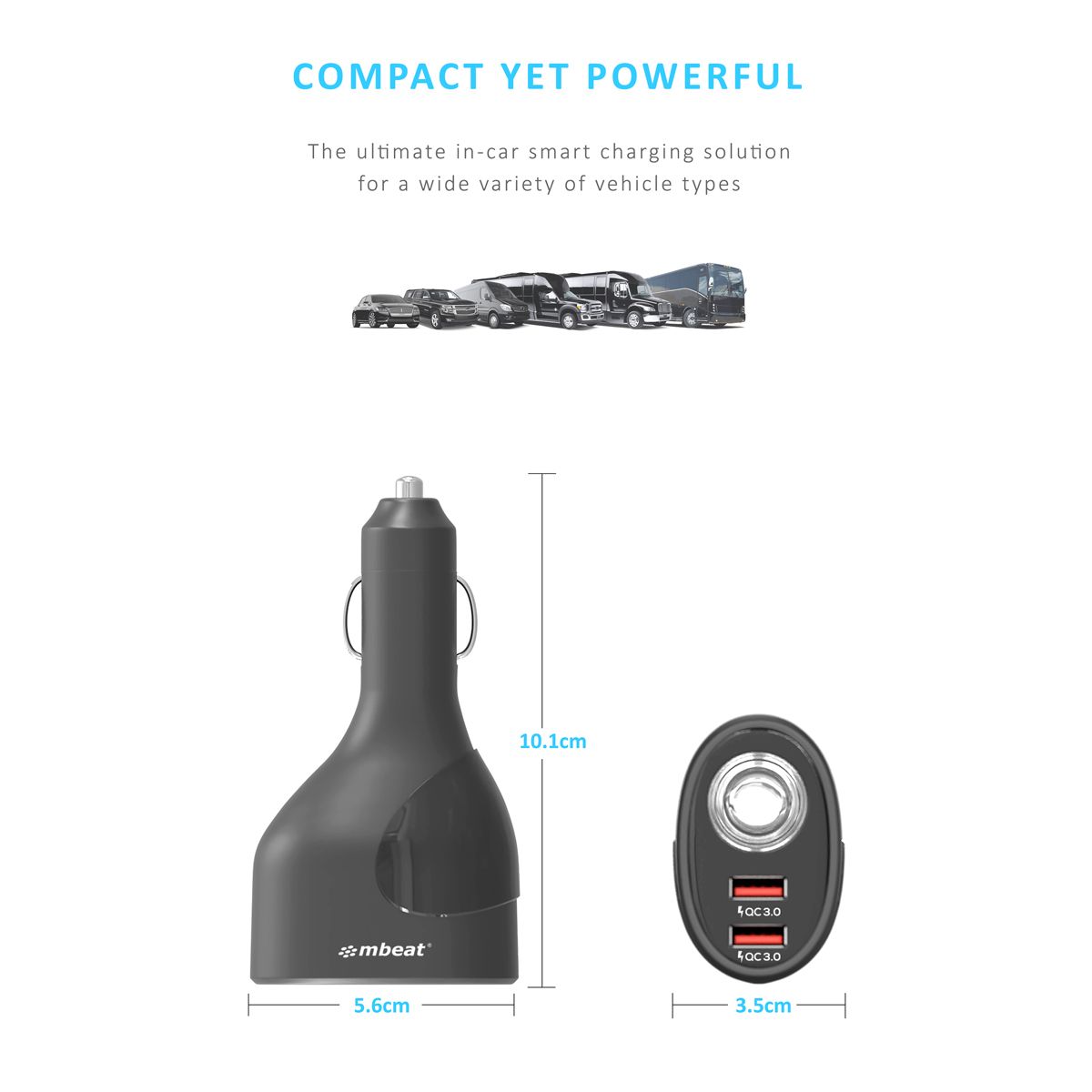 （LS） mbeat®  Gorilla Power Dual Port QC3.0 Car Charger and Cigarette Lighter Extender features built-in over heat Package - Image 4