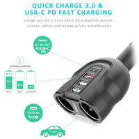 (LS)mbeat® Gorilla Power Four Port USB-C PD & QC3.0 Car Charger with Cigar Lighter Splitter features built-in over heat Package EOL - Image 2