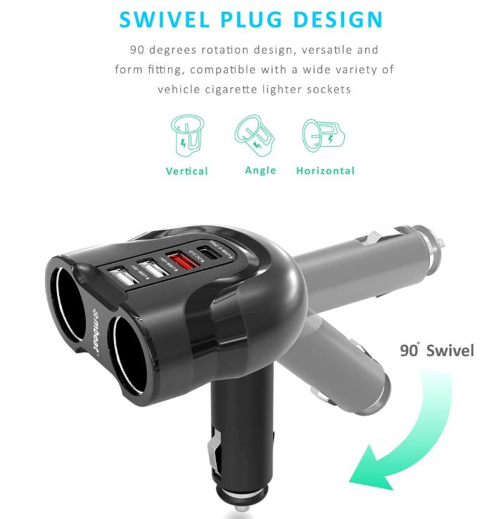 (LS)mbeat® Gorilla Power Four Port USB-C PD & QC3.0 Car Charger with Cigar Lighter Splitter features built-in over heat Package EOL - Image 3