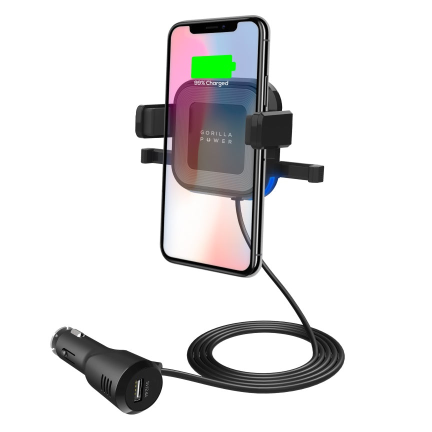 （LS） mbeat® Gorilla Power 10W Wireless Car Charger with 2.4A USB Charging, Air Vent Clip & Windshield Stand Black  Package - Image 5
