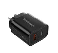 Simplecom CU220 Dual Port PD 20W Fast Wall Charger USB-C + USB-A for Phone Tablet - Image 1