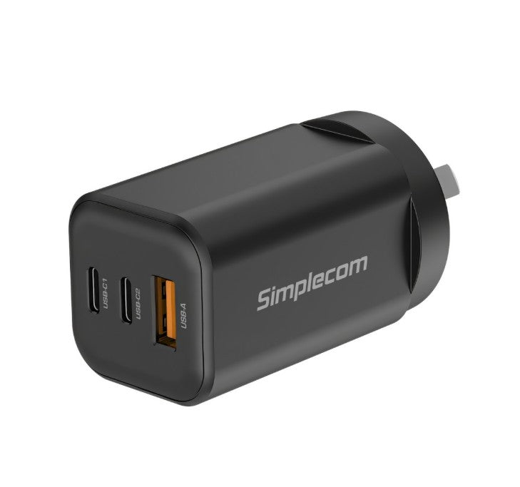 Simplecom CU365 3-Port PD 65W GaN Wall Charger Dual USB-C + USB-A for Phone Laptop - Image 5