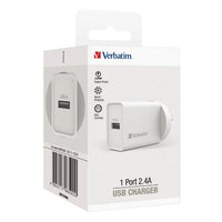 Verbatim USB Charger Single Port 2.4A - White Single Port Wall Charger Rohs, CE, Apple, Android, tablet, Handheld. OC, OV, SS, OT, Fire Resistant. - Image 4