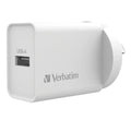Verbatim USB Charger Single Port 2.4A - White Single Port Wall Charger Rohs, CE, Apple, Android, tablet, Handheld. OC, OV, SS, OT, Fire Resistant. - Image 1