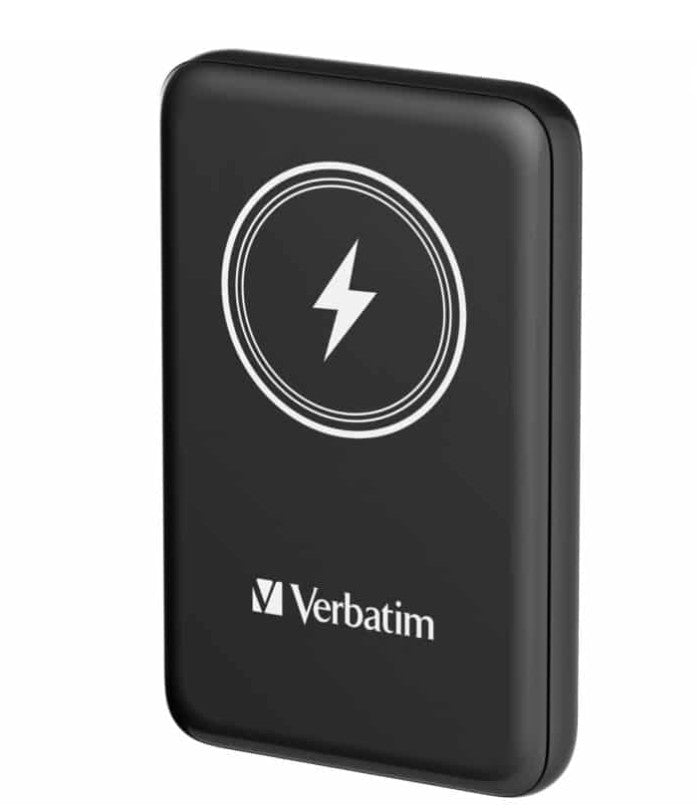 Verbatim Power Pack 10,000 mAh PD 3.0,  22.5w, embedded cables USB-C, Lightning Cables, USB-A Ports – Charge 4 devices at once, LED display Black - Image 1