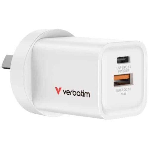 **ON SPECIAL** Verbatim 3 Port 65 Watt Portable GaN charger, 2 x USB-C PD 65w, 1x USB-A QC 3.0, GNC-65A Compact Design Apple, Android, Samsung, Google - Image 2