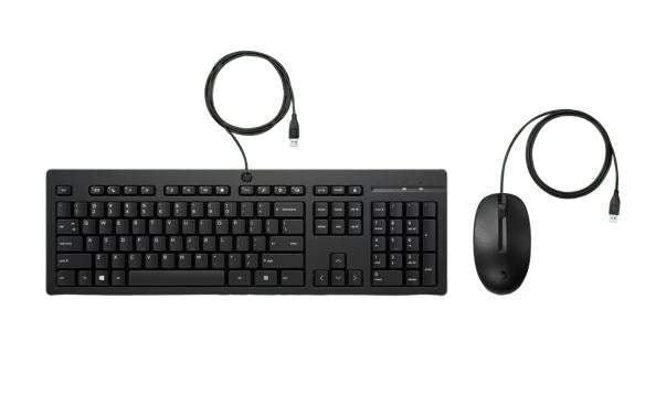 HP 225 USB Wired Desktop Keyboard Mouse Combo G2 USB-A Three button mouse adjustable keyboard feet Easy Clean Plug&Play for Notebook Desktop PC - Image 1