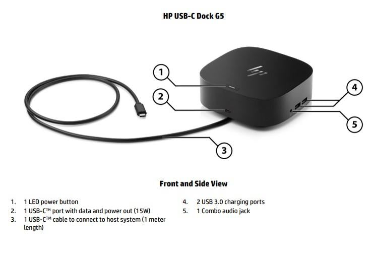 HP Dock G5 USB-C Docking Station - 100W Power Delivery 3xDisplays 2xDP 1xHDMI 4xUSB-A 1xUSB-C RJ45 Audio Combo for HP Notebook PC - Image 3
