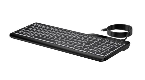 HP 405 Multi-Device Backlit Wired Keyboard Removable USB-C® cable with USB-A Slim Full-size Numpad LED light Multi-OS compatible 150cm Cable Black - Image 2