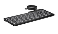 HP 405 Multi-Device Backlit Wired Keyboard Removable USB-C® cable with USB-A Slim Full-size Numpad LED light Multi-OS compatible 150cm Cable Black - Image 3