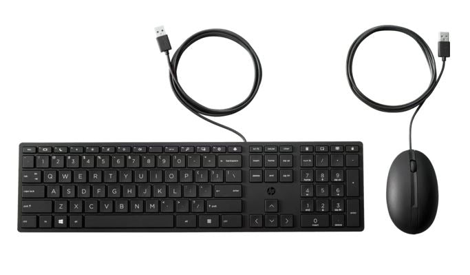 HP 320MK USB Wired Desktop Keyboard Mouse Combo Reduced-sized & Low-Profile Quiet Keys Easy Clean Plug&Play for Notebook Desktop PC - Image 2
