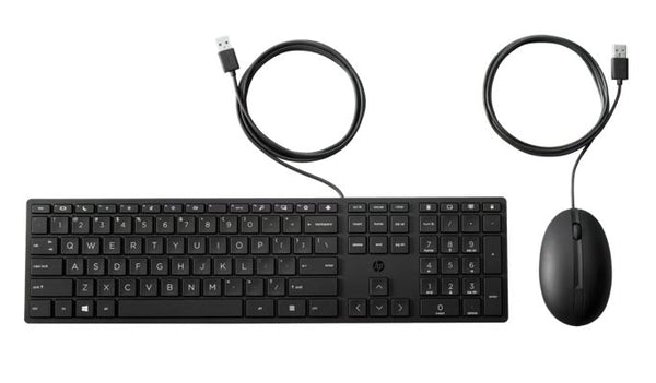 HP 320MK USB Wired Desktop Keyboard Mouse Combo Reduced-sized & Low-Profile Quiet Keys Easy Clean Plug&Play for Notebook Desktop PC