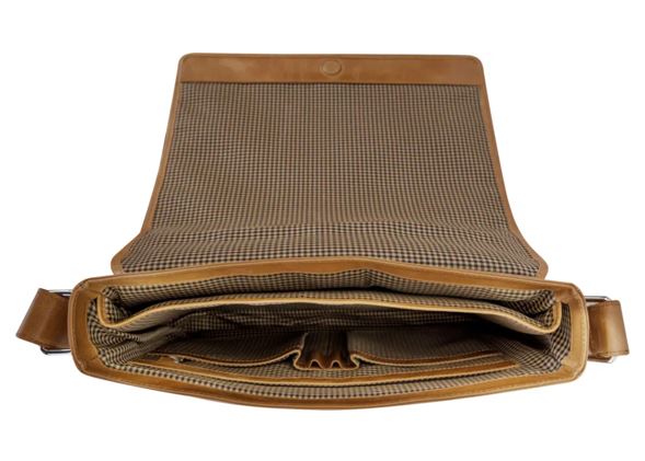 Marselisborg 14" Leather Messenger Business Laptop Bag Handcrafted Golden Tan Briefcase Durable Adjustable Shoulder Strap Fits 14" 13.3" 12" Notebook - Image 4