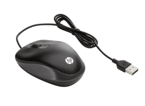 HP USB Wired USB-A Travel Mouse 1000 dpi 3xbutton Multi-OS Windows 7/8/10/11 Chrome OS Android Black 1YR WTY