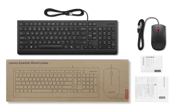 Lenovo Universal Wired USB Keyboard Mouse Combo Adjustable Tilt Leg Spill Resistant Copilot Keyboard 1600 DPI Optical Sensor Mouse Plug & Play 1.8m - Image 4