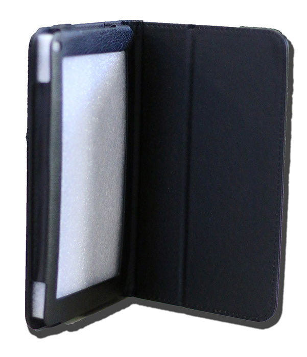 LeaderTab7 Folio Case Black Faux Leather. Camera hole rear - Image 1