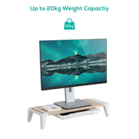 mbeat® activiva Eroglife Monitor Stand Riser with Storage Drawer -  Ergonomic Design, Reduces Eye Strain and Improves Work Posture, White Oak - Image 4