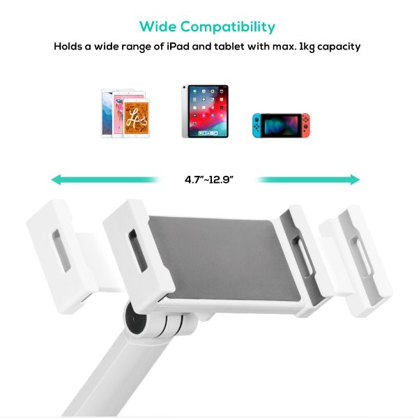 mbeat® activiva Universal iPad & Tablet Tabletop Stand Universal Fit Freestyle Adjustment Material:Aluminium, Plastic Package Weight:1.24kg - Image 2